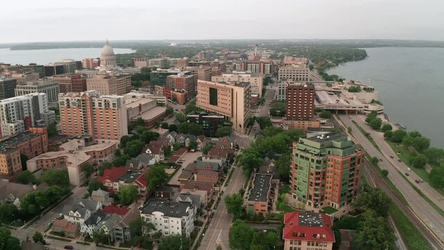 Madison Wisconsin Capital city aerial view metro 