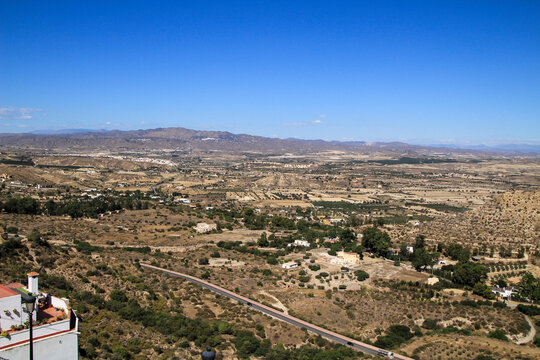 Panoramic view of Cabrera, Bedar and Almagrera mountains from Plaza Nueva viewpoint