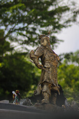 Fototapeta premium Guan Gong Warlord statue at Thailand Buddhism Shrine Nam Hai Kwan Se Im Pu Sa Vihara Sukabumi, Indonesia.