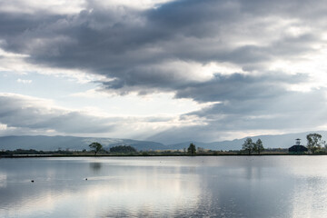 Senne fishponds bird protected area under Vihorlat mountain in eastern Slovakia