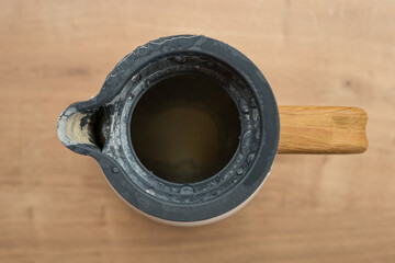 limescale created by hard water and calcium on a modern household kettle