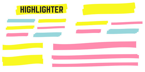 Obraz premium Vector highlighter elements. Yellow marker text selection