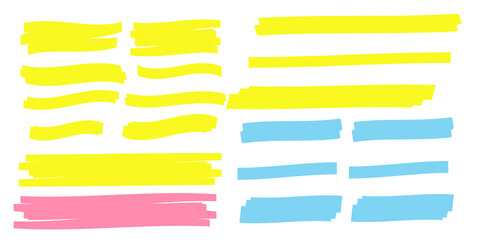 Marker marks. Yellow marker text selection vector
