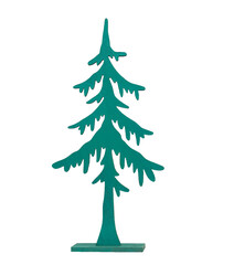Wooden green Christmas tree isolated on a white background.