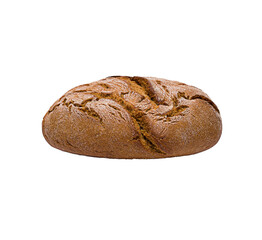 Round bread with a crust, isolated on a white background.