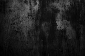 Empty black wall interior for design, Old loft style raw concrete wall. Dirty dark raw cement wall texture and background