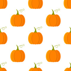 Pumpkins autumn orange seamless pattern.