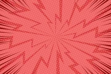 Vector background in comic book style with lightnings and polka dot pattern. Retro pop art design.