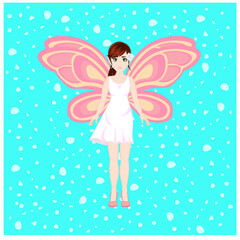Cartoon beautiful fairy girl with wings