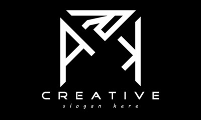 geometric monogram letters ARK logo design vector, business logo, icon shape logo, rectangle squire polygon letters modern unique minimalist creative logo design, vector template