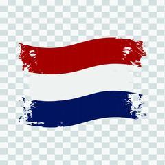 Netherlands Flag Transparent Watercolor Painted Brush
