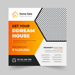 Construction Agency We Build Your Dream Home Banner or Real Estate Instagram Post or Banner Template Premium Vector