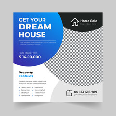 Obraz premium Modern Dream Home or Real Estate Instagram Post or Social Media Banner Template Premium Vector
