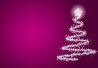 Fondo rosa navideño con árbol de navidad.