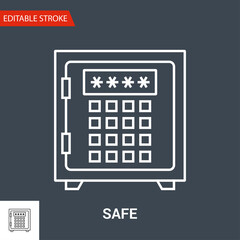 Safe Icon. Thin Line Vector Illustration - Adjust stroke weight - Expand to any Size - Easy Change Colour - Editable Stroke