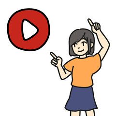 再生をお願いする女性