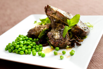 Sous Vide Herbed Lamb Chops with Sweet Peas