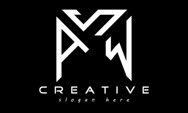 geometric monogram letters ASW logo design vector, business logo, icon shape logo, rectangle squire polygon letters modern unique minimalist creative logo design, vector template