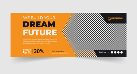 Construction Agency We Build Your Modern Dream Home Real Estate Facebook Cover Banner Template Premium Vector