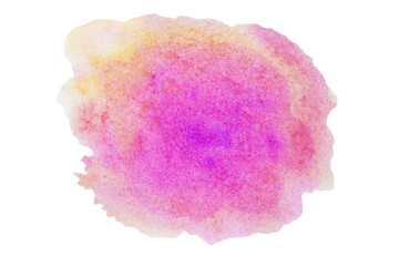 Stain of watercolor paint pink and purple isolated on white. Background for text. Illustration