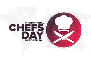 International Chefs Day. October 20. Holiday concept. Template for background, banner, card, poster with text inscription. Vector EPS10 illustration.