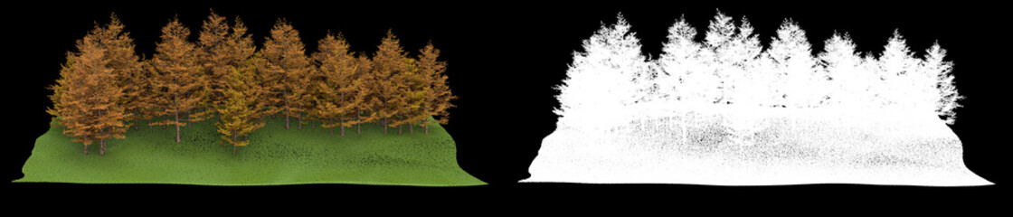 Forest isolated on background with mask. 3d rendering - illustration