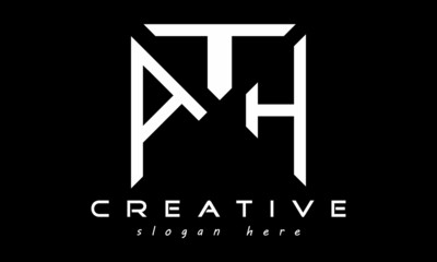 geometric monogram letters ATH logo design vector, business logo, icon shape logo, rectangle squire polygon letters modern unique minimalist creative logo design, vector template