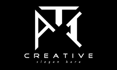 geometric monogram letters ATI logo design vector, business logo, icon shape logo, rectangle squire polygon letters modern unique minimalist creative logo design, vector template