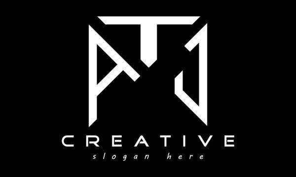 geometric monogram letters ATJ logo design vector, business logo, icon shape logo, rectangle squire polygon letters modern unique minimalist creative logo design, vector template