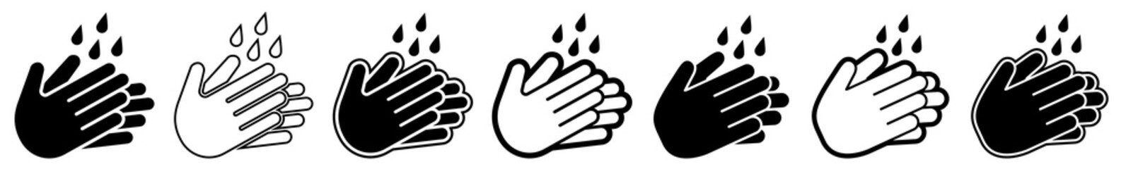 Washing Hands Icon Hygiene Washing Hands Set | Washing Hand Water Drops Icon Disinfect Vector Illustration Logo | Washing-Hands Icon Isolated Hands Washing
