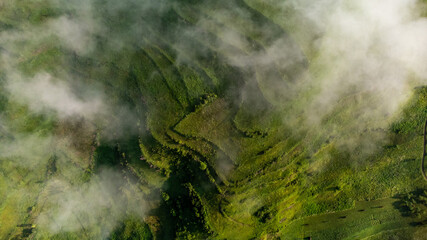 Aerial view of Maramures national park countryside, Romania