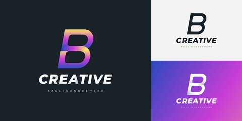 Modern Letter B Logo Design in Colorful Gradient Style. Graphic Alphabet Symbol for Corporate Business Identity