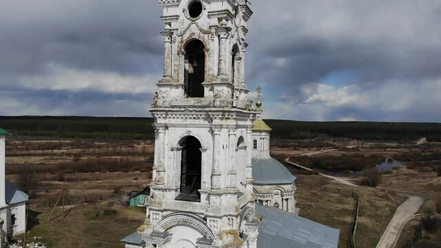 old church in Pogost, Russia. Russian Orthodox Church. Shot by drone