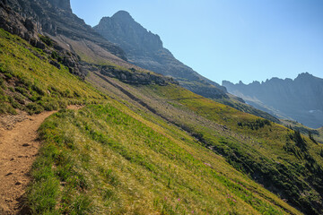 Naklejka premium Highline Trail Scenic Views from Haystack Butte, Glacier National Park, Montana