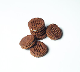 biscuits with milk cream isolated on white background