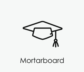 Mortarboard vector icon. Editable stroke. Symbol in Line Art Style for Design, Presentation, Website or Apps Elements, Logo. Pixel vector graphics - Vector