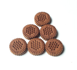 biscuits with milk cream isolated on white background