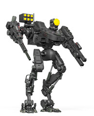 combat mech is standing up for war