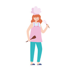 chef woman with mixer