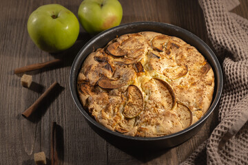 Easy recipe concept, oven baked homemade apple pie