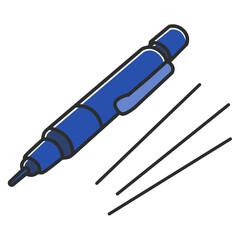 シャープペンシル（青）　シャー芯　手書き風　イラスト　アイコン