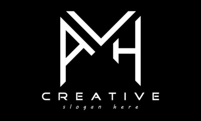 geometric monogram letters AVH logo design vector, business logo, icon shape logo, rectangle squire polygon letters modern unique minimalist creative logo design, vector template