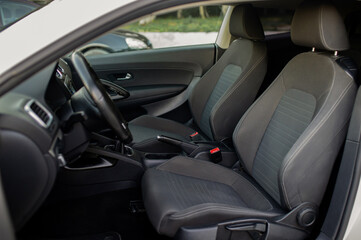 Interior of a car. Modern vehicle dashboard.