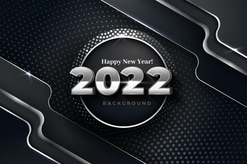 silver new year 2022 metallic background vector design illustration