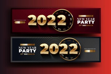 realistic new year 2022 party banners vector design illustration