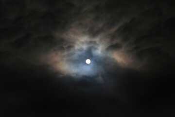 Fototapeta na wymiar midnight sun dark sky with clouds
