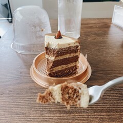 chocolate cake with coffee