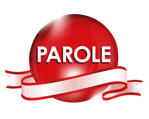 parole in red sphere and ribbon illustration - obrazy, fototapety, plakaty