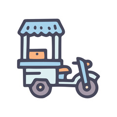 moped with food cart color vector doodle simple icon