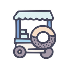 donuts trade cart color vector doodle simple icon
